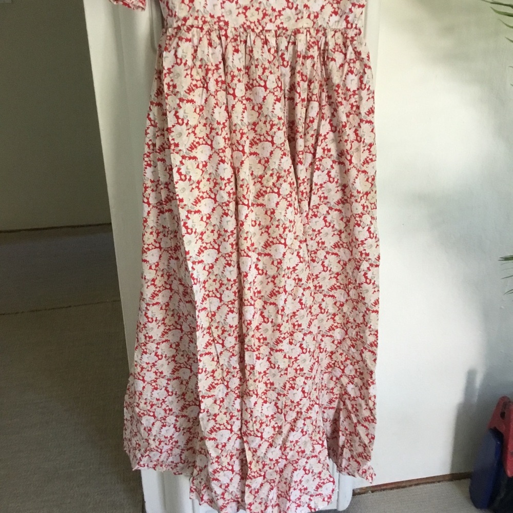 Free People She’s A Dream Red & Cream Floral Midi Dress - sz 6 - Picture 7 of 14
